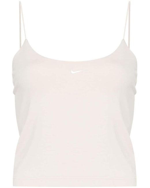 Nike Chill Knit Gebreide Cropped Top in het Natural