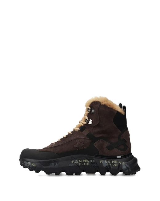 Premiata Black Trivor 452M Fur Lace-Up Sneakers