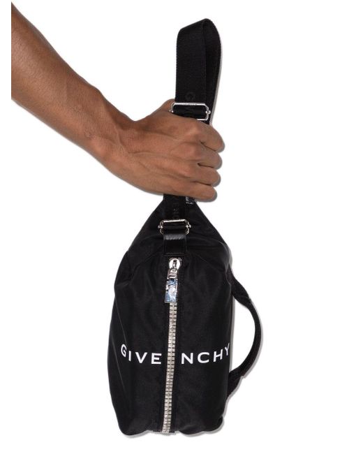 Givenchy Black Logo-print Zipped Bag for men