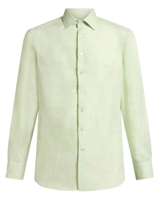 Etro Green Pegaso-Embroidered Shirt for men
