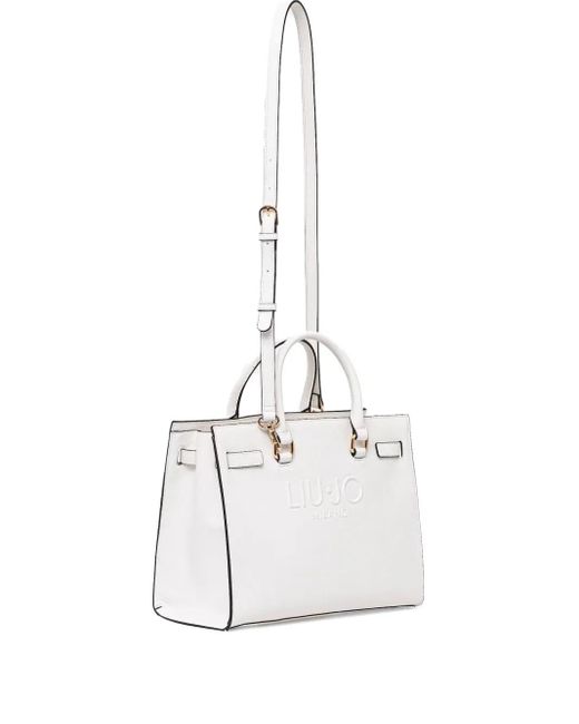 Liu Jo White Embossed-Logo Tote Bag