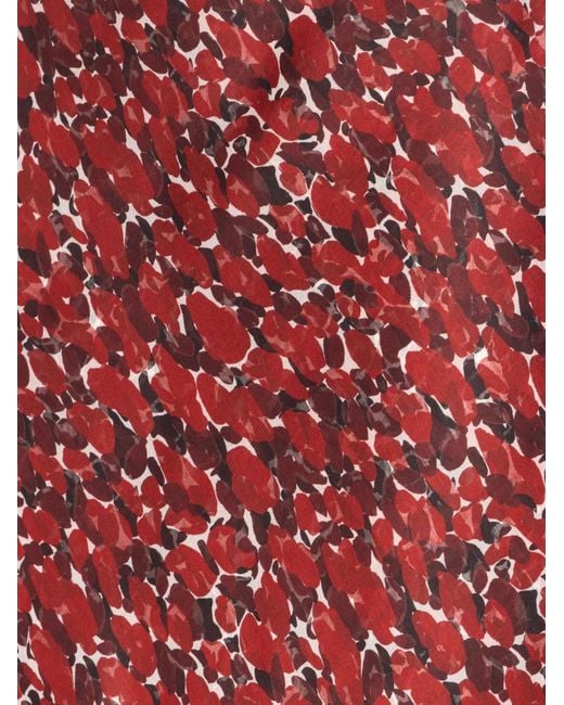 Saint Laurent Red Elasticated-Waistband Midi Skirt