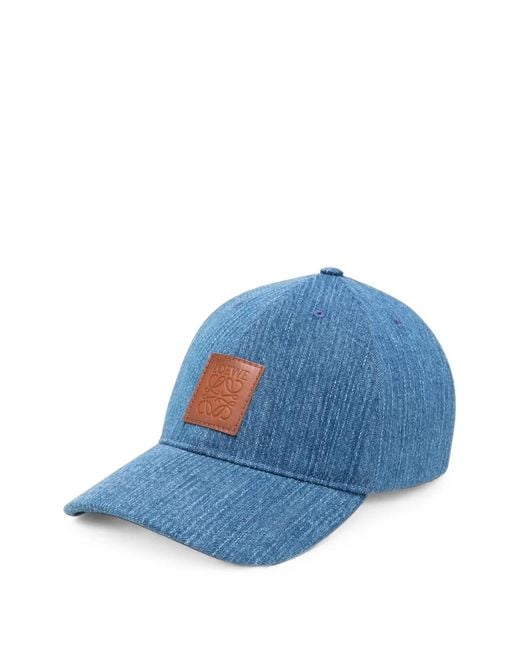 Loewe Blue Anagram Leather-Patch Cap for men