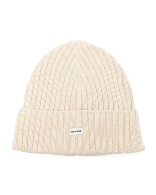 Sandro LogoPatch Beanie Hat in Natural for Men Lyst UK
