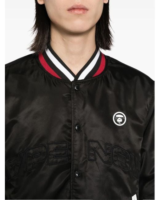 Aape By A Bathing Ape Black Logo-Patch Bomber Jacket for men