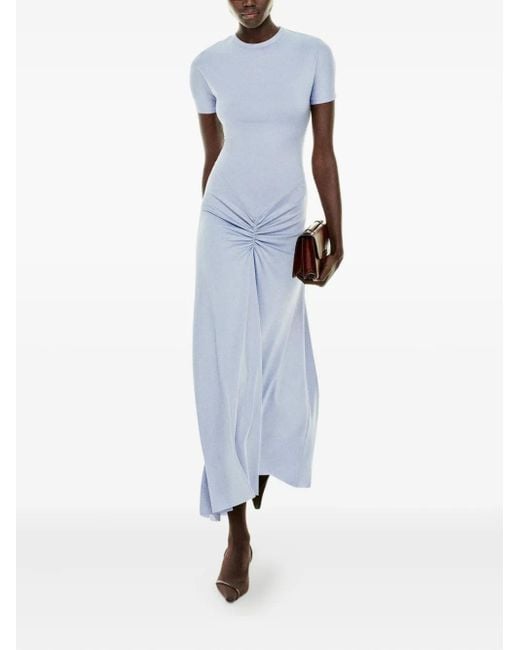 Victoria Beckham Blue Gathered Waist Midi Dress