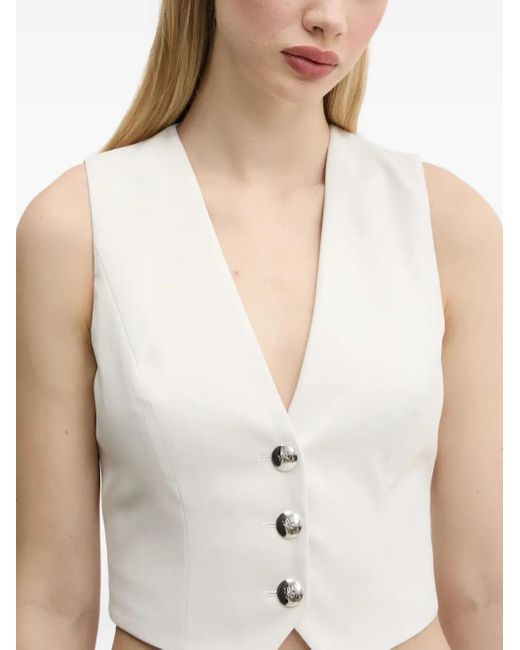 HUGO White Button-Up Vest
