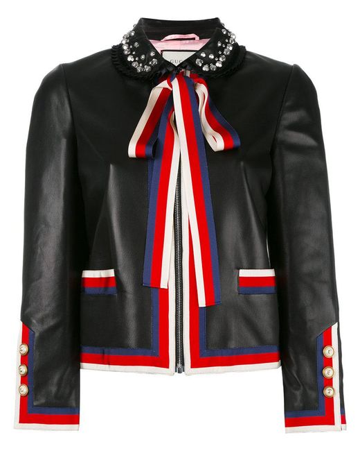 Lyst Gucci Embellished Bow Tie Jacket In Black Gucci Black Embellished Bow Tie Jacket Lyst
