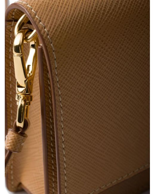 Mini Sac En Cuir À Plaque Logo Prada en coloris Brown