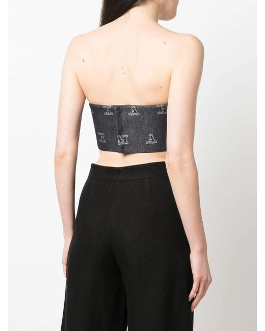 Max Mara Blue Maxmaragram Jacquard Crop Top