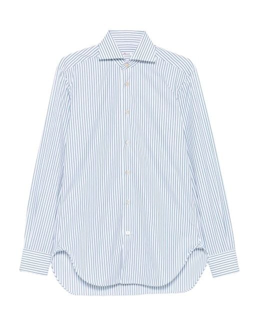 メンズ Kiton ストライプ ロングスリーブシャツ White
