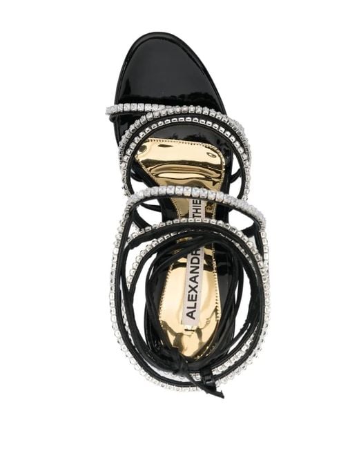 Alexandre Vauthier Black Crystal-Embellished Strap Sandals