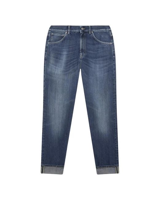 Dondup Blue Cuffed-Hem Jeans for men
