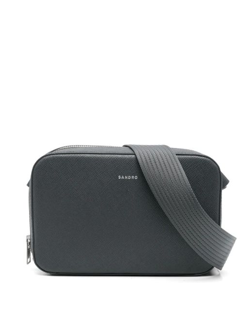 Sandro Gray Small Reconstitued Messenger Bag for men