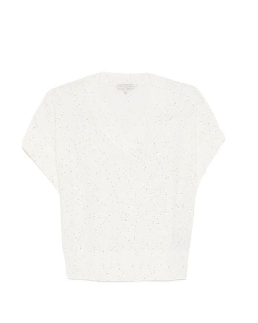 Antonelli White V-Neck Top