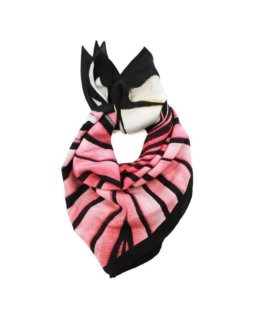 Roberto Cavalli Pink Graphic-Print Silk Scarf