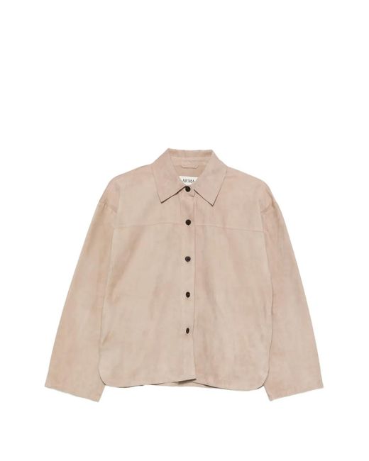 Arma Natural Suede Button-Front Jacket