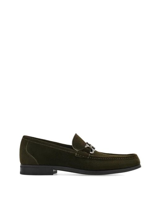 Ferragamo Black Gancini Ornament Moccasins for men
