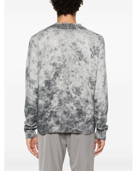 Acne Gray Abstract-print Jumper for men