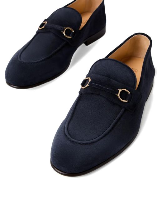 Brunello Cucinelli Blue Embellished Suede Loafers for men