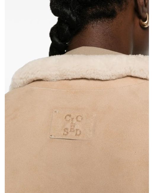 Closed Natural Shearling-Trim Double-Breasted Jacket