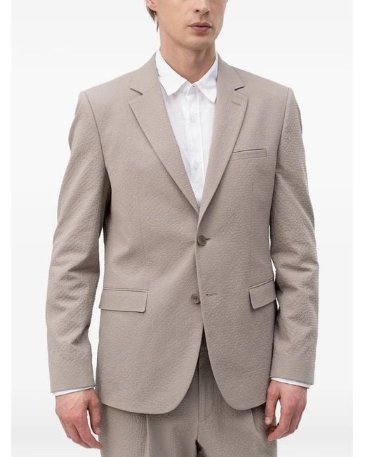 HUGO Gray Blazer En Crépon À Simple Boutonnage for men