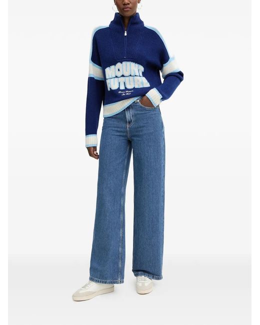 From Future Blue Half-Zip Striped Sweater