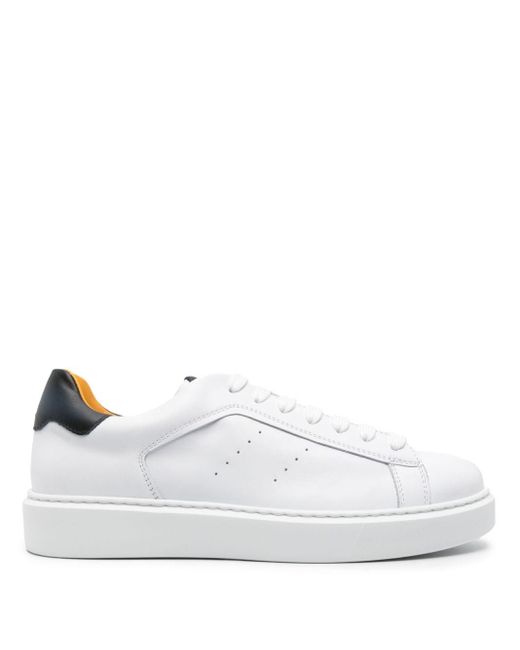 Doucal's White Leather Flatform Sneakers for men