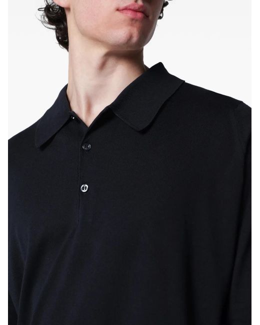 John Smedley Black Finchley Polo Shirt for men