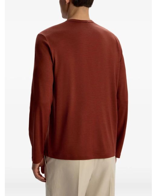 12 STOREEZ Red Long-Sleeve Henley T-Shirt for men
