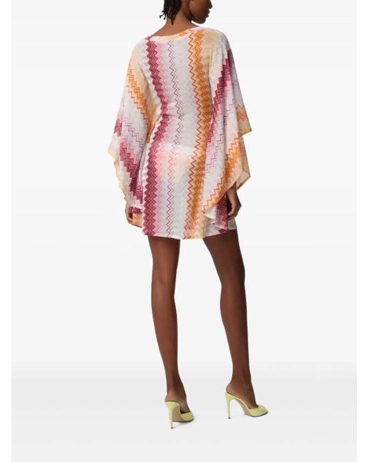 Missoni Pink Zigzag-Pattern Mini Dress