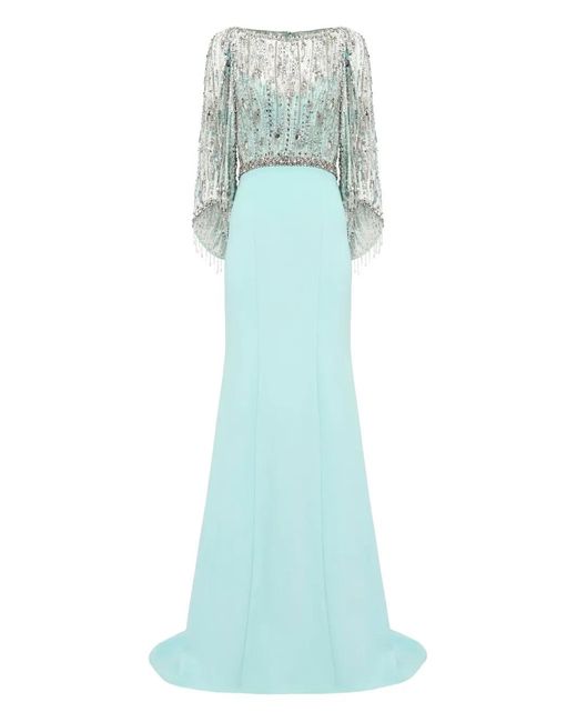 Jenny Packham Blue Wanderlust Embellished-Details Maxi Dress