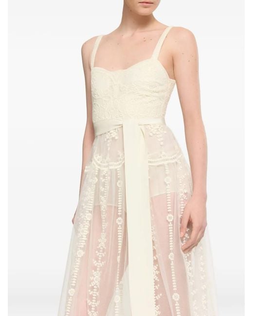Elie Saab White Sleeveless Tulle Maxi Dress