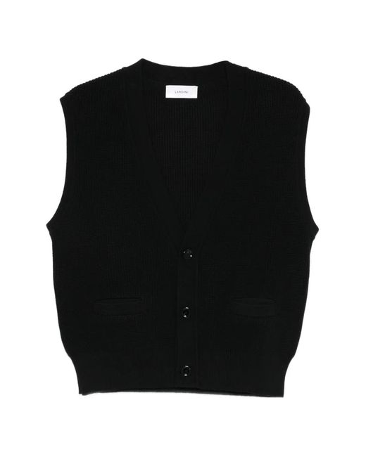 Lardini Black Cardigan Sans Manches À Col V for men