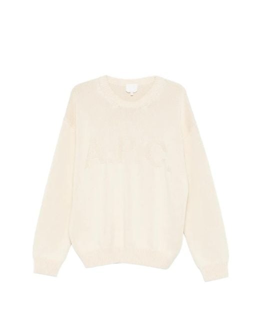 A.P.C. White Logo-Detail Crew-Neck Sweater for men