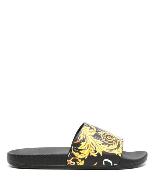 Versace Black Chain Couture Moulded-footbed Slides for men