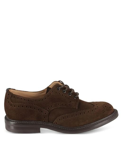 Tricker's Brown Perforated-Suede Derby Shoes for men