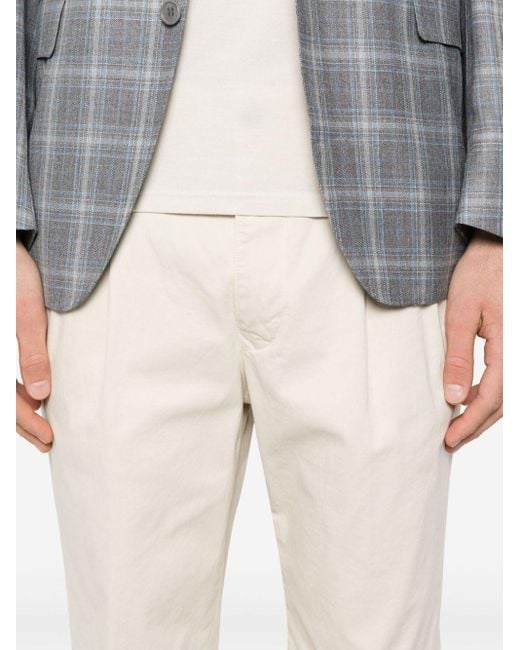 Incotex White Gabardine-weave Tapered Trousers for men