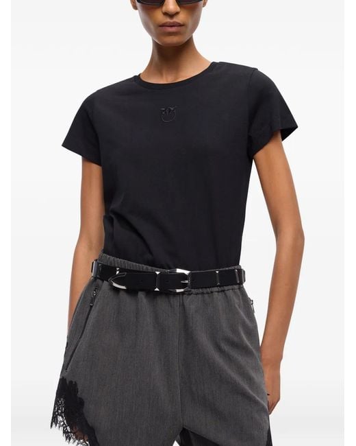 Pinko Black T-Shirt With Love Birds Logo