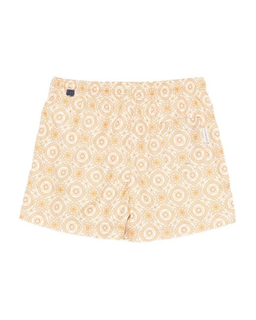 Peninsula Natural Patterned Drawstring Swim Shorts for men