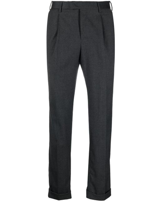 PT Torino Gray Tapered Slim-Fit Trousers for men