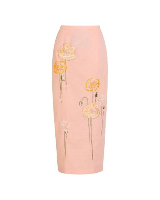 BERNADETTE Pink Norma Pencil Midi Skirt