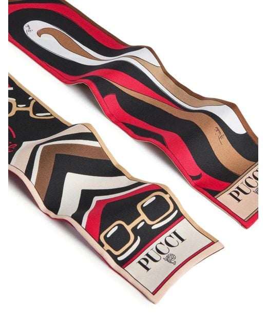 Emilio Pucci White Abstract-Pattern Silk Scarf
