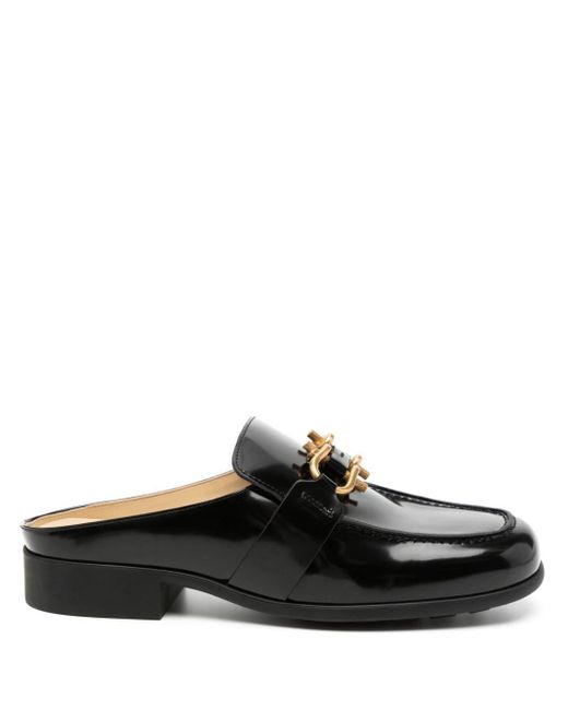 Open-back leather loafers Bottega Veneta pour homme en coloris Black