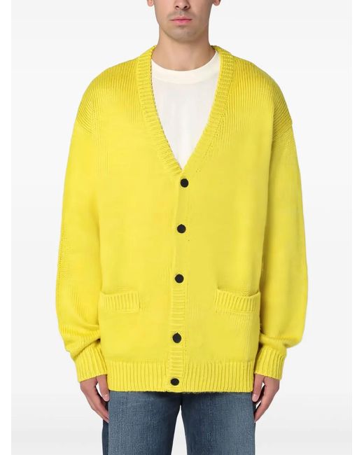 New Amsterdam Yellow Linen-Blend Cardigan for men