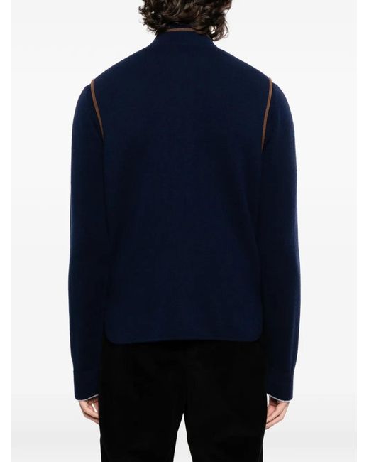 N.Peal Cashmere Blue Shaftsbury Zipped Vest for men