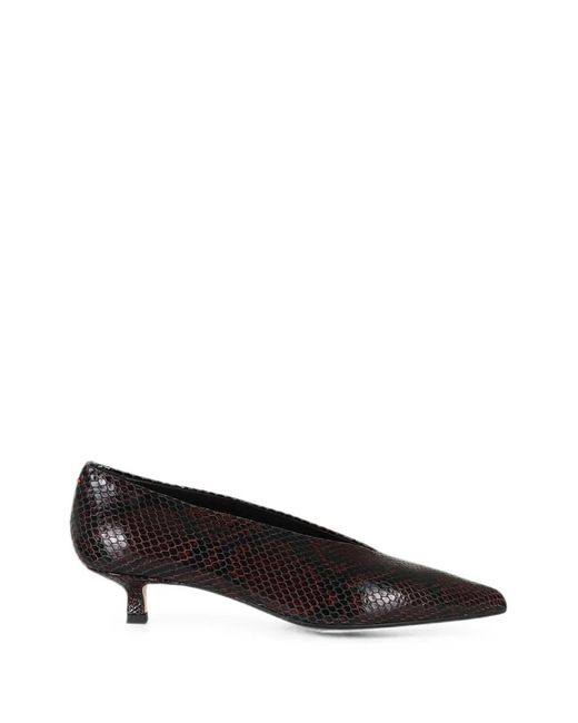 Aeyde Black Clara Snake-Effect Pointed-Toe Leather Pumps