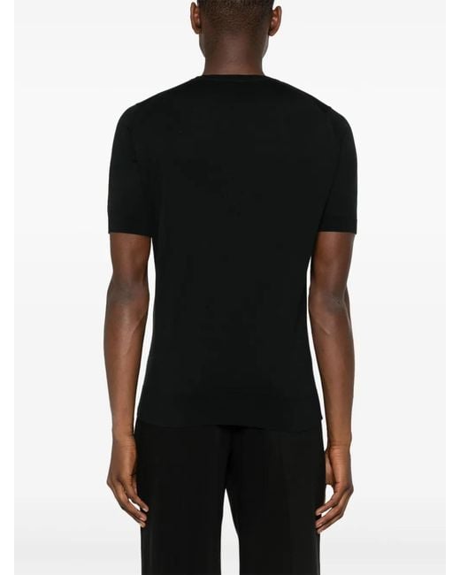 John Smedley Black Short-Sleeve T-Shirt for men