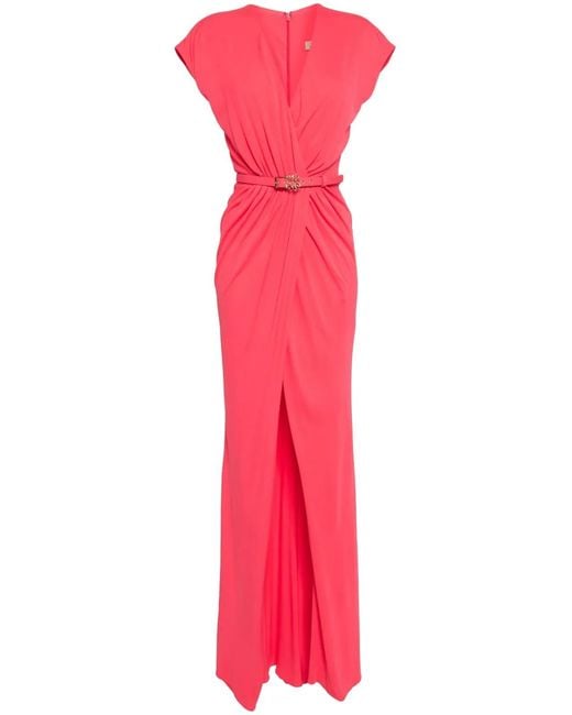 Elie Saab Pink Draped Midi Dress