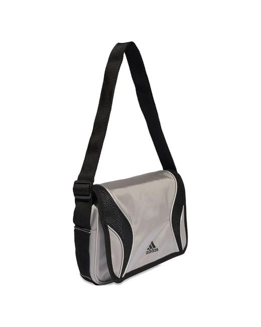 Adidas Black Logo-Print Mesh-Panel Messenger Bag